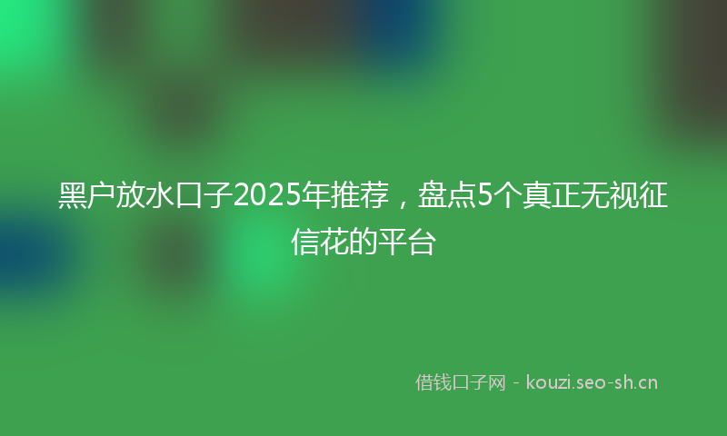 黑户放水口子2025年推荐，盘点5个真正无视征信花的平台