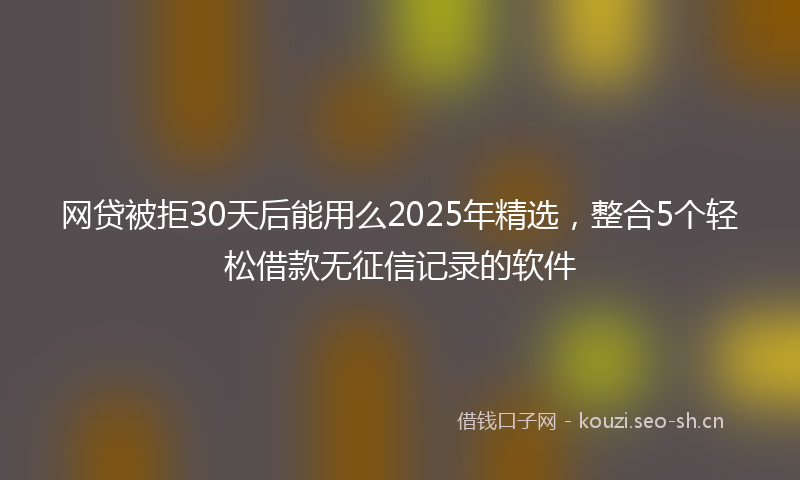 网贷被拒30天后能用么2025年精选，整合5个轻松借款无征信记录的软件