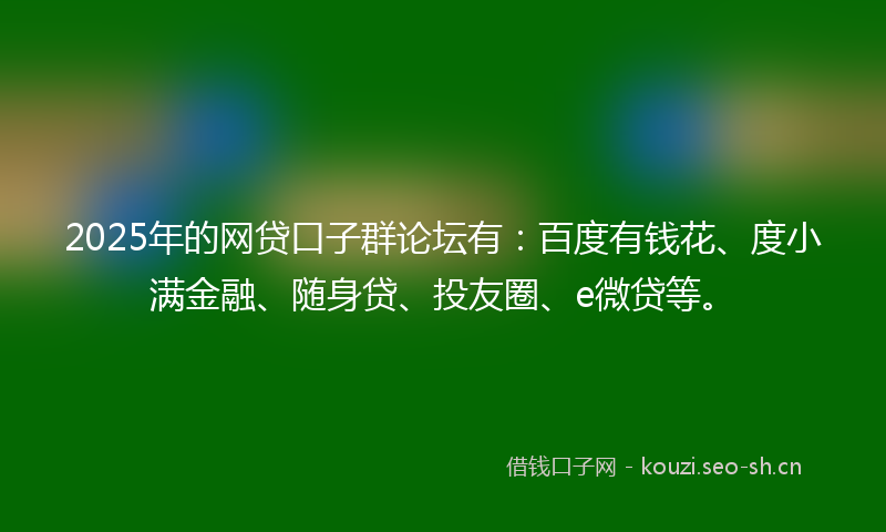2025年的网贷口子群论坛有：百度有钱花、度小满金融、随身贷、投友圈、e微贷等。