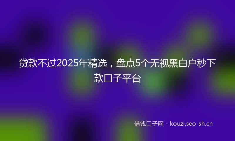 贷款不过2025年精选，盘点5个无视黑白户秒下款口子平台