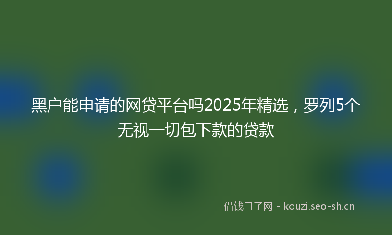 黑户能申请的网贷平台吗2025年精选，罗列5个无视一切包下款的贷款