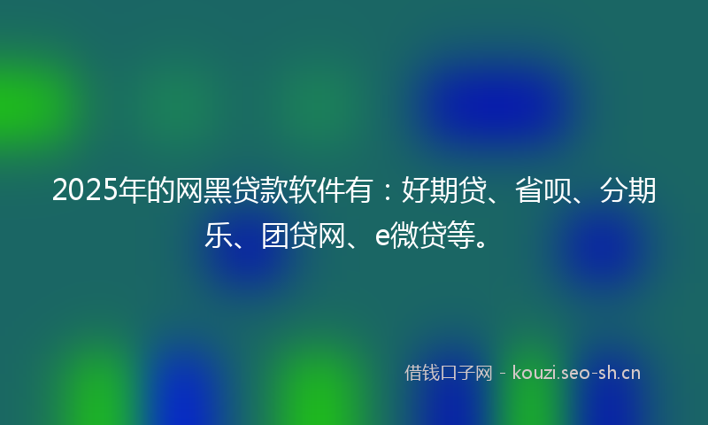 2025年的网黑贷款软件有：好期贷、省呗、分期乐、团贷网、e微贷等。