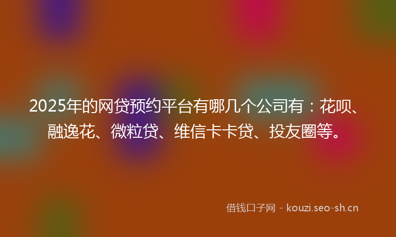 2025年的网贷预约平台有哪几个公司有：花呗、融逸花、微粒贷、维信卡卡贷、投友圈等。