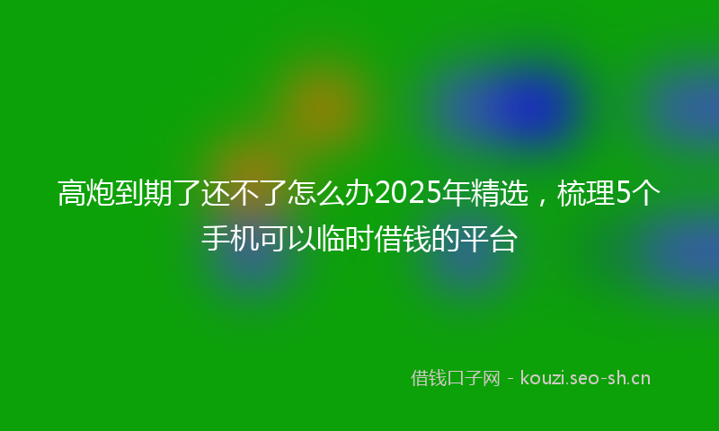 高炮到期了还不了怎么办2025年精选，梳理5个手机可以临时借钱的平台