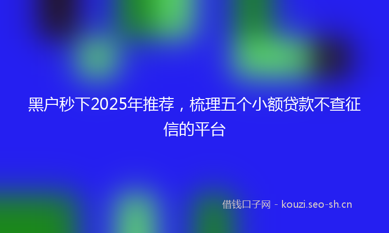 黑户秒下2025年推荐，梳理五个小额贷款不查征信的平台