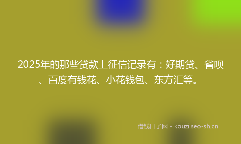 2025年的那些贷款上征信记录有：好期贷、省呗、百度有钱花、小花钱包、东方汇等。