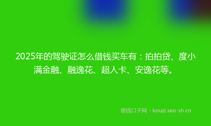 2025年的驾驶证怎么借钱买车有：拍拍贷、度小满金融、融逸花、超人卡、安逸花等。