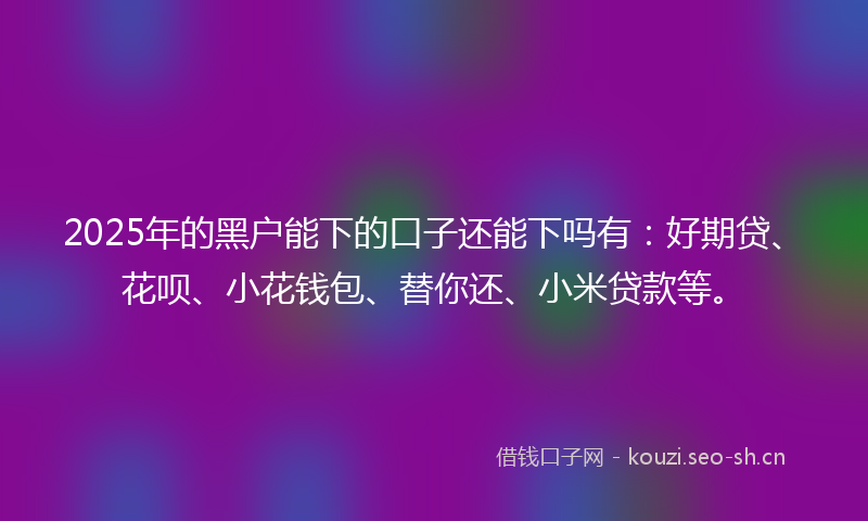 2025年的黑户能下的口子还能下吗有：好期贷、花呗、小花钱包、替你还、小米贷款等。
