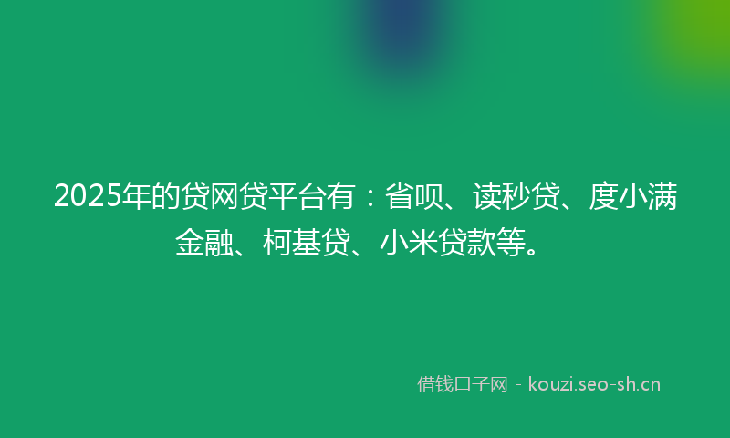 2025年的贷网贷平台有：省呗、读秒贷、度小满金融、柯基贷、小米贷款等。