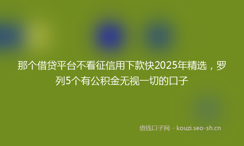 那个借贷平台不看征信用下款快2025年精选，罗列5个有公积金无视一切的口子