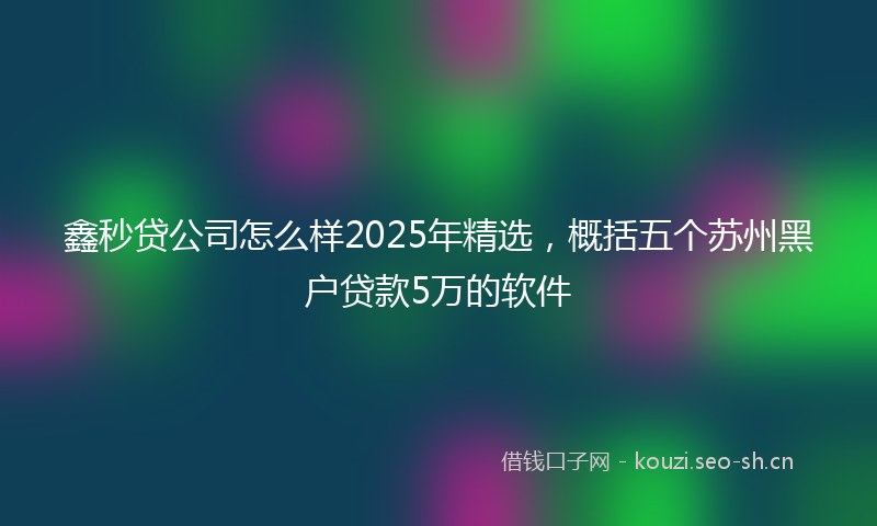 鑫秒贷公司怎么样2025年精选，概括五个苏州黑户贷款5万的软件
