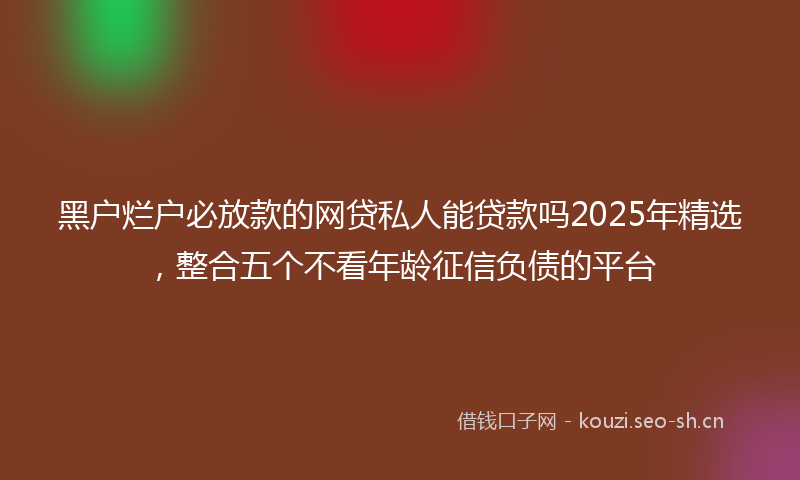 黑户烂户必放款的网贷私人能贷款吗2025年精选，整合五个不看年龄征信负债的平台
