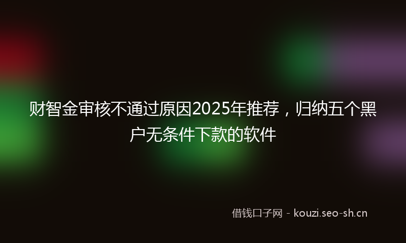 财智金审核不通过原因2025年推荐，归纳五个黑户无条件下款的软件