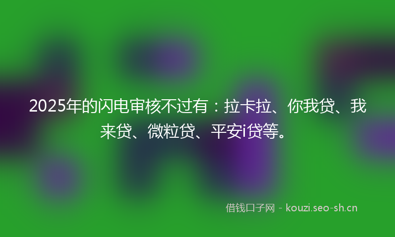 2025年的闪电审核不过有：拉卡拉、你我贷、我来贷、微粒贷、平安i贷等。