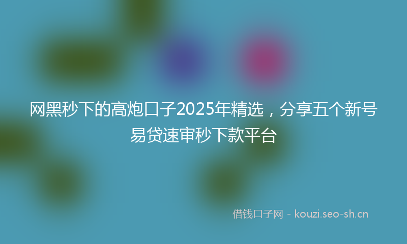 网黑秒下的高炮口子2025年精选，分享五个新号易贷速审秒下款平台