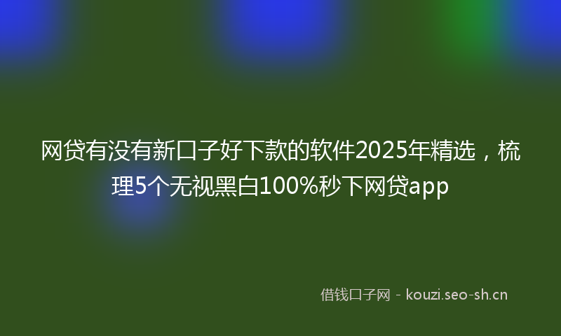 网贷有没有新口子好下款的软件2025年精选，梳理5个无视黑白100%秒下网贷app