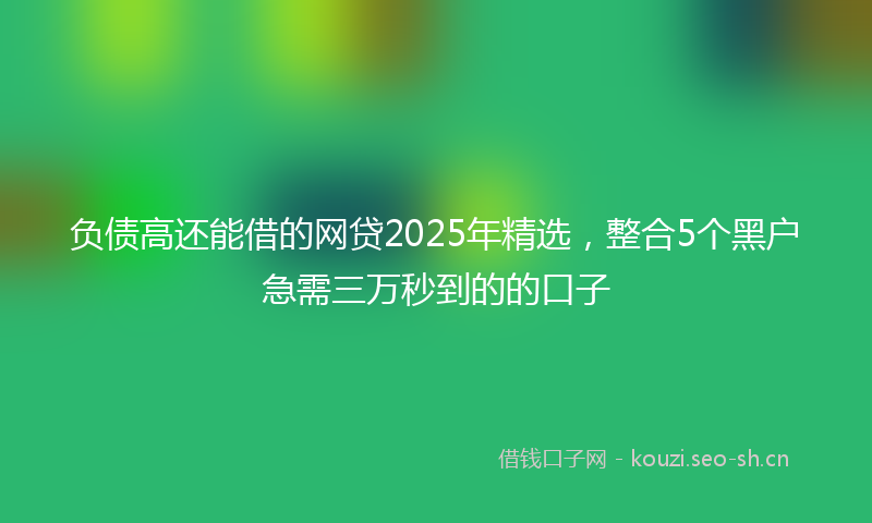负债高还能借的网贷2025年精选，整合5个黑户急需三万秒到的的口子
