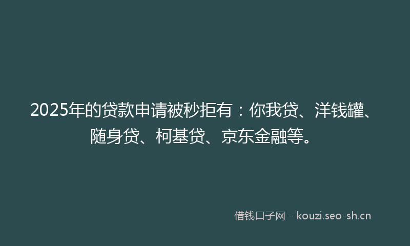 2025年的贷款申请被秒拒有：你我贷、洋钱罐、随身贷、柯基贷、京东金融等。