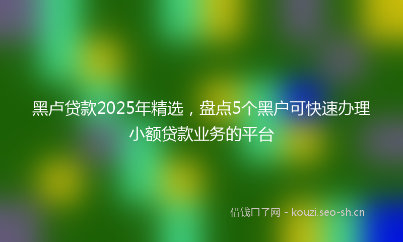 黑卢贷款2025年精选，盘点5个黑户可快速办理小额贷款业务的平台