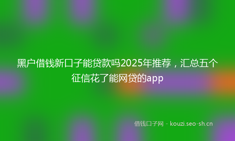 黑户借钱新口子能贷款吗2025年推荐，汇总五个征信花了能网贷的app