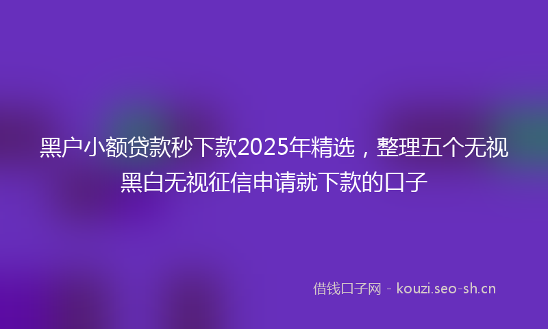 黑户小额贷款秒下款2025年精选，整理五个无视黑白无视征信申请就下款的口子