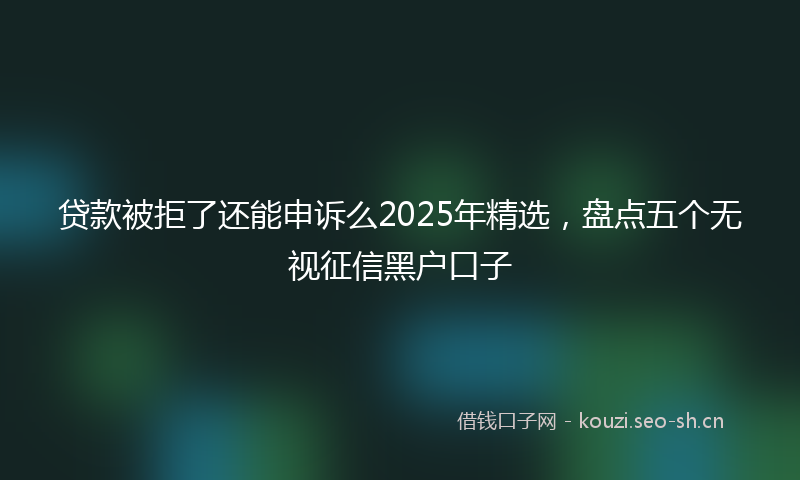 贷款被拒了还能申诉么2025年精选，盘点五个无视征信黑户口子