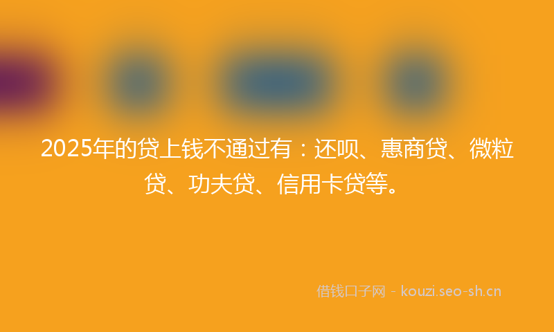 2025年的贷上钱不通过有：还呗、惠商贷、微粒贷、功夫贷、信用卡贷等。