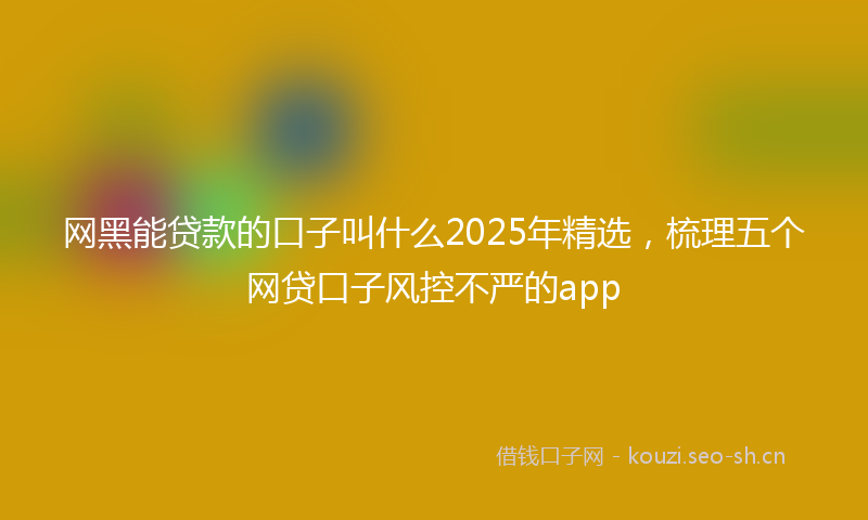 网黑能贷款的口子叫什么2025年精选，梳理五个网贷口子风控不严的app