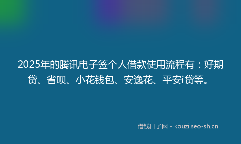 2025年的腾讯电子签个人借款使用流程有：好期贷、省呗、小花钱包、安逸花、平安i贷等。