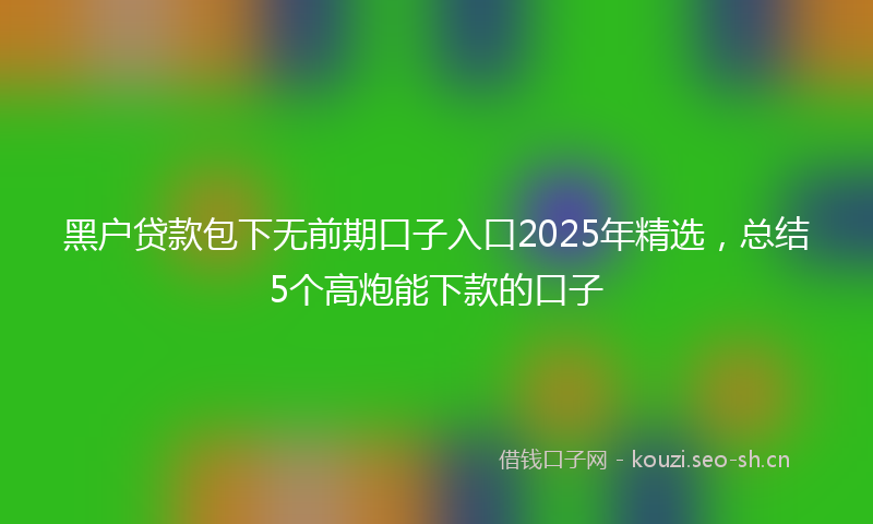 黑户贷款包下无前期口子入口2025年精选，总结5个高炮能下款的口子