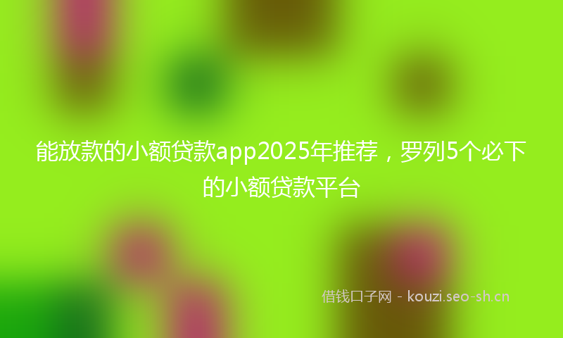 能放款的小额贷款app2025年推荐，罗列5个必下的小额贷款平台