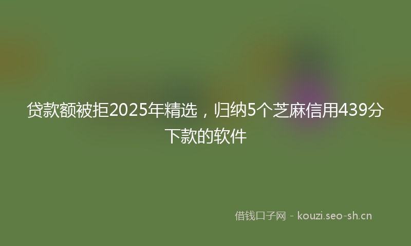 贷款额被拒2025年精选，归纳5个芝麻信用439分下款的软件