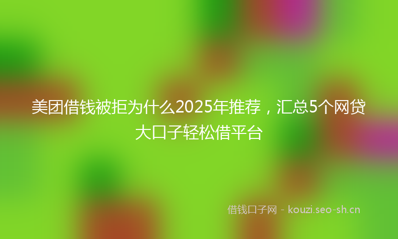 美团借钱被拒为什么2025年推荐，汇总5个网贷大口子轻松借平台