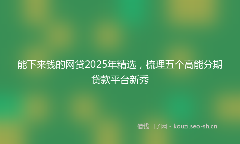 能下来钱的网贷2025年精选，梳理五个高能分期贷款平台新秀