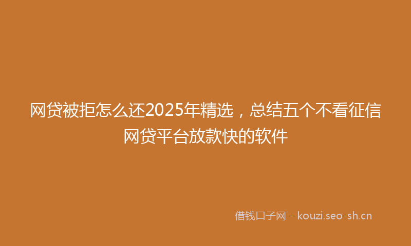 网贷被拒怎么还2025年精选，总结五个不看征信网贷平台放款快的软件