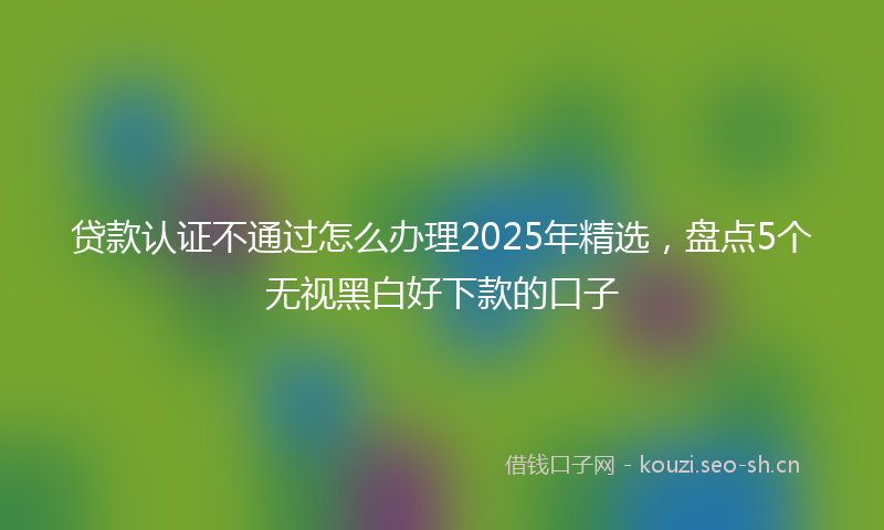 贷款认证不通过怎么办理2025年精选，盘点5个无视黑白好下款的口子