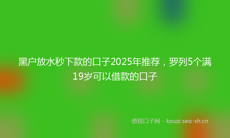 黑户放水秒下款的口子2025年推荐，罗列5个满19岁可以借款的口子