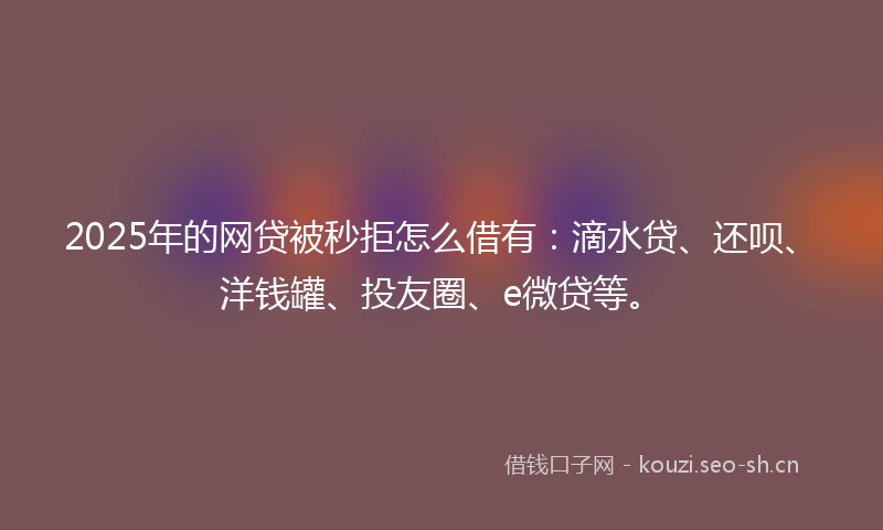 2025年的网贷被秒拒怎么借有：滴水贷、还呗、洋钱罐、投友圈、e微贷等。