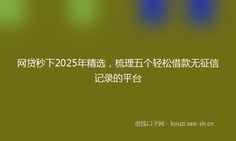 网贷秒下2025年精选，梳理五个轻松借款无征信记录的平台