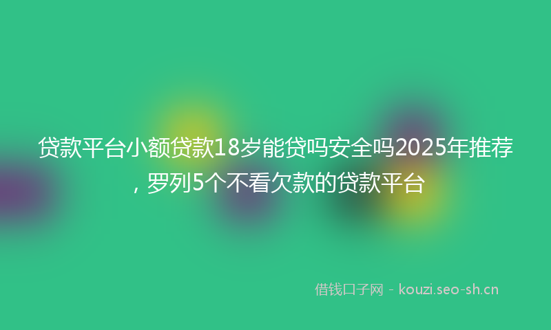贷款平台小额贷款18岁能贷吗安全吗2025年推荐，罗列5个不看欠款的贷款平台