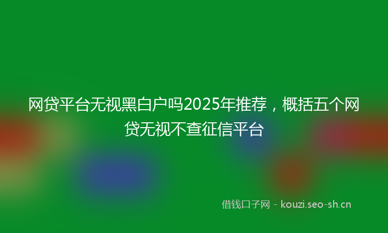 网贷平台无视黑白户吗2025年推荐，概括五个网贷无视不查征信平台