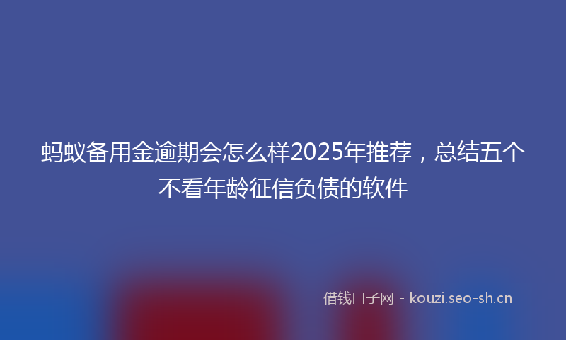 蚂蚁备用金逾期会怎么样2025年推荐，总结五个不看年龄征信负债的软件