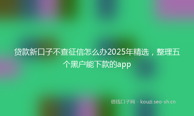 贷款新口子不查征信怎么办2025年精选，整理五个黑户能下款的app