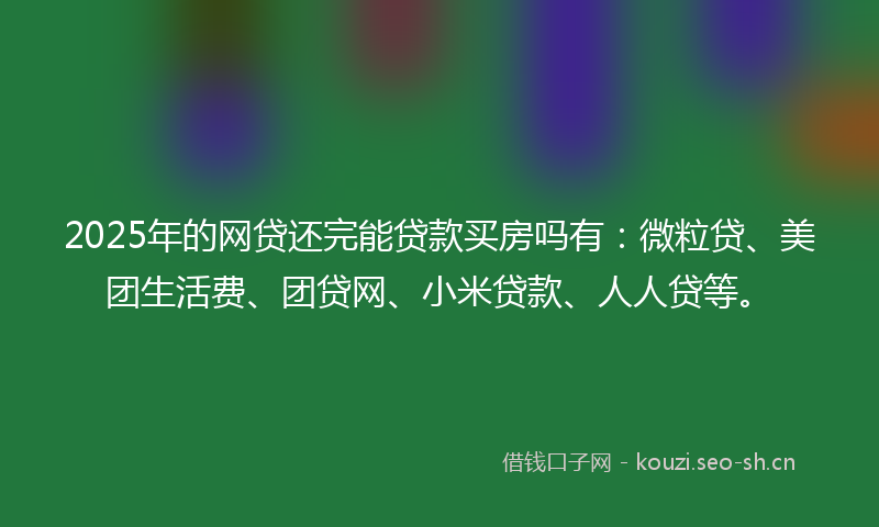 2025年的网贷还完能贷款买房吗有：微粒贷、美团生活费、团贷网、小米贷款、人人贷等。