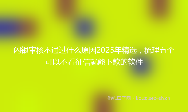 闪银审核不通过什么原因2025年精选，梳理五个可以不看征信就能下款的软件