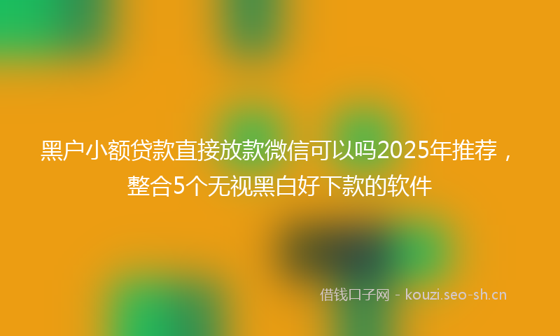 黑户小额贷款直接放款微信可以吗2025年推荐，整合5个无视黑白好下款的软件