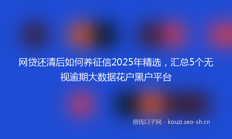 网贷还清后如何养征信2025年精选，汇总5个无视逾期大数据花户黑户平台