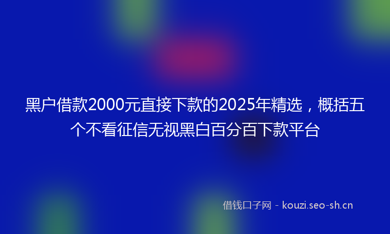 黑户借款2000元直接下款的2025年精选，概括五个不看征信无视黑白百分百下款平台
