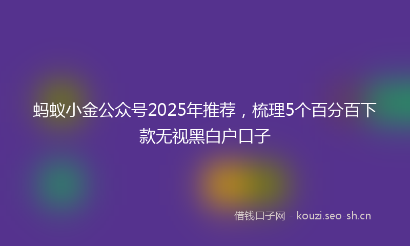 蚂蚁小金公众号2025年推荐，梳理5个百分百下款无视黑白户口子