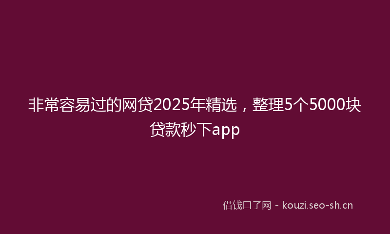 非常容易过的网贷2025年精选，整理5个5000块贷款秒下app